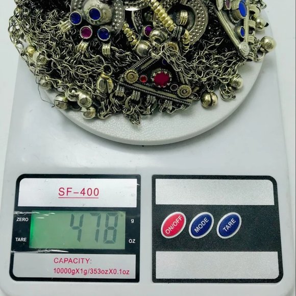 Handmade Jewelry Set, Vintage Choker Necklace With Long Bells and Dangle Earring - Picture 7 of 8